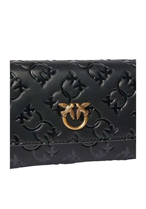 Portafoglio Pinko donna Love Tiny Birds Wallet 103765 A1YB Nero pelle tracolla imprimè PINKO | Portafogli | 103765 A1YBZ99Q
